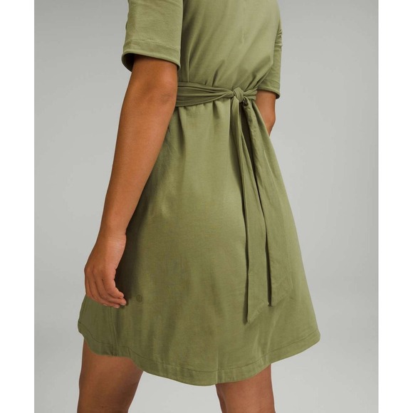 NWT Lululemon Cotton Wrap-Front T-Shirt Dress Olive Green Women's Size 4 - Picture 5 of 14